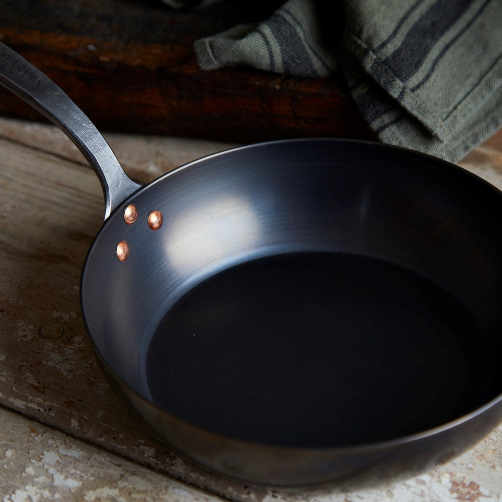 Hand spun deep carbon steel frying pan 8" The Garden Cook