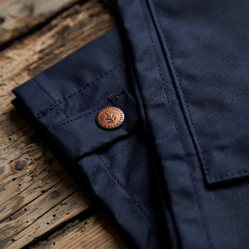 dark midnight blue wax cotton, British blue wax cotton, Halley Stevenson waxed cotton 