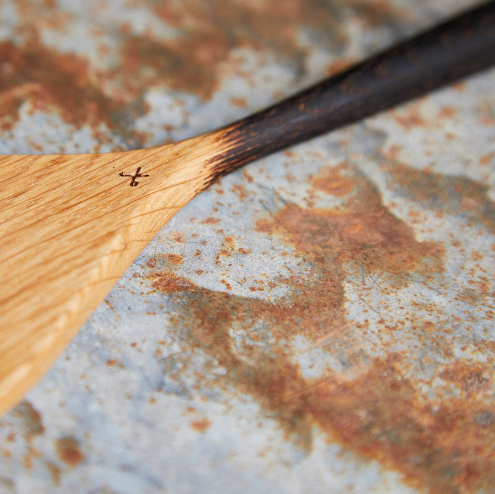 scorched handle, BBQ spatula, barbecue spatula, wooden spatula, oak spatula, crafted spatula, handmade spatula