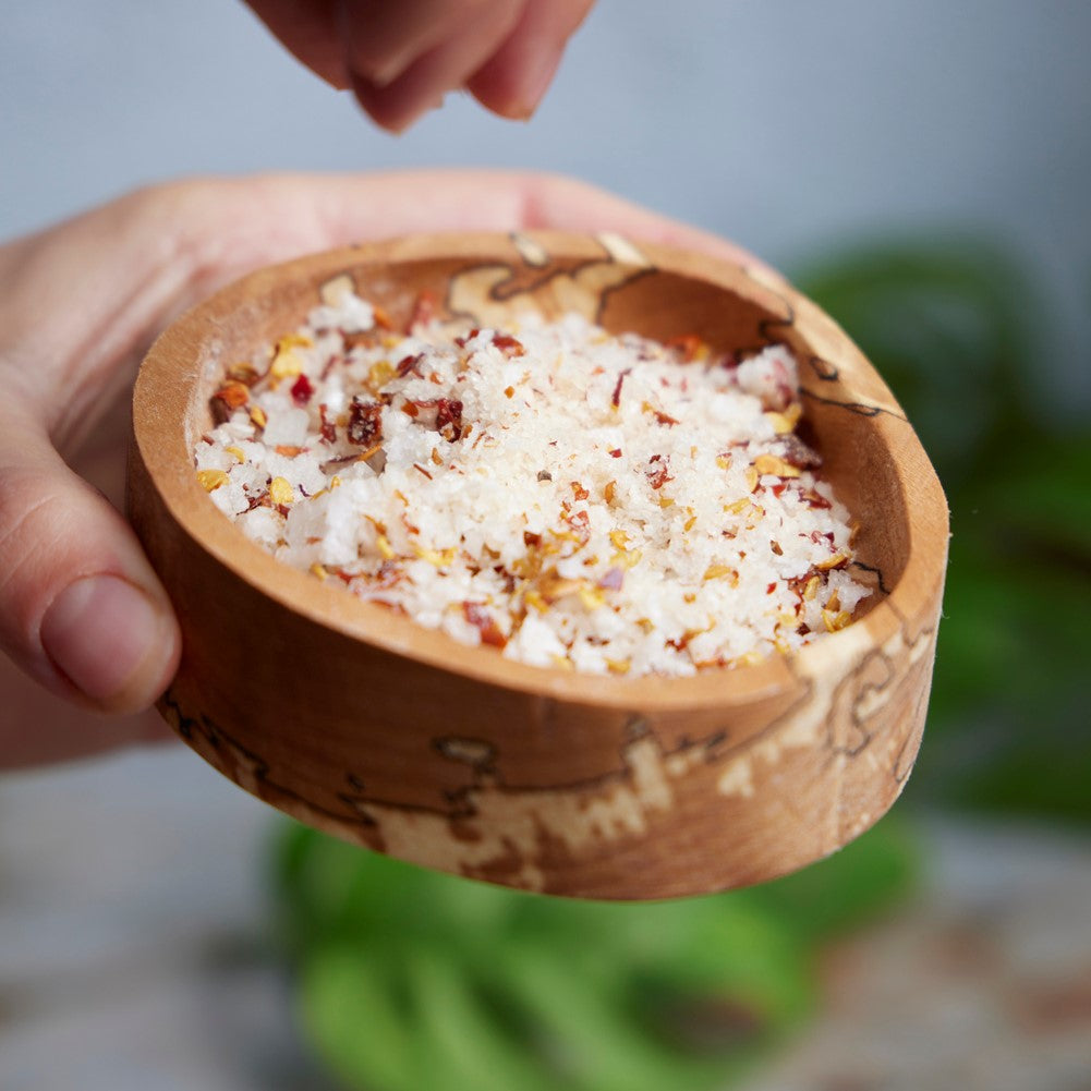 Pinch pot for flavoured salts little pot for seasoning wooden mini bowls hand made little bowl from locally source copper beech hand crafted